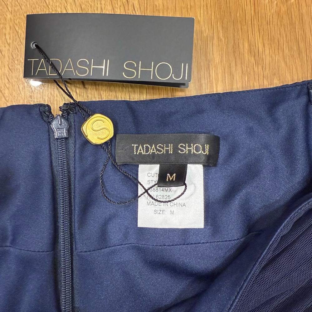 NWT ~Tadashi Shoji Navy Off-Shoulder Midi Dress - Picture 4 of 4